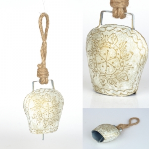 Kravský zvon pro štěstí bílý 25/10cm