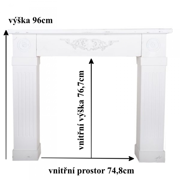 Krbová římsa bílá /falešný krb - zdobené nohy 115×96×15cm