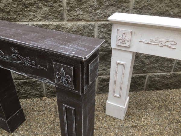 Krbová římsa krémová s patinou 66x63x14cm