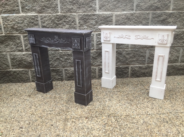 Krbová římsa s hnědou patinou 66x63x14cm