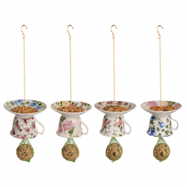 Krmítko na lojové koule šálek krémovo-růžový