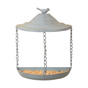 Krmítko pro ptáčky na zeď šedý kov