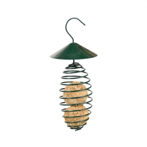 Krmítko pro ptáky na lojové koule se střechou tmavě zelené