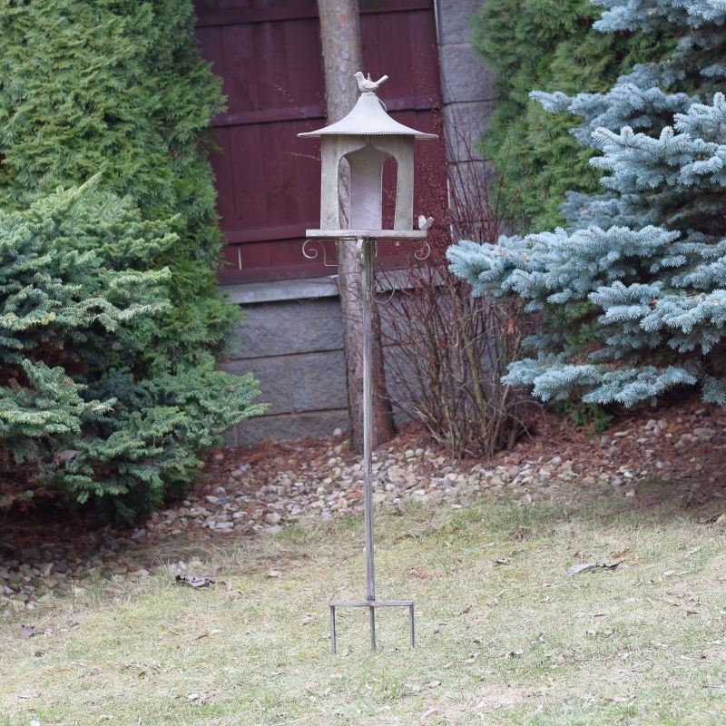 Krmítko pro ptáky zápich do trávníku 34x34x158cm