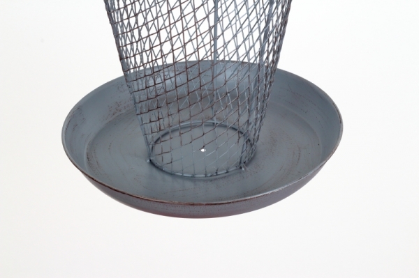 Krmítko pro ptáky závěsné šedý kov 22cm