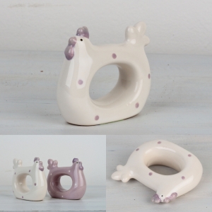 Kroužek na ubrousky slepička bílá 8,5x7cm