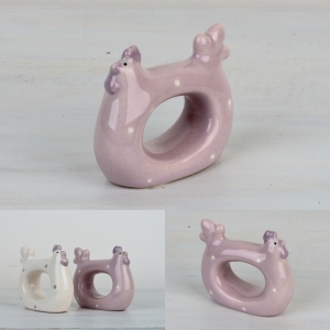 Kroužek na ubrousky slepička růžová 8,5x7cm