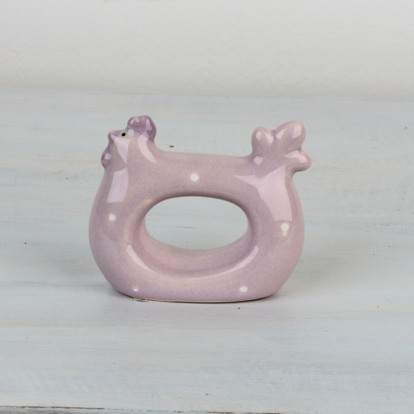 Kroužek na ubrousky slepička růžová 8,5x7cm