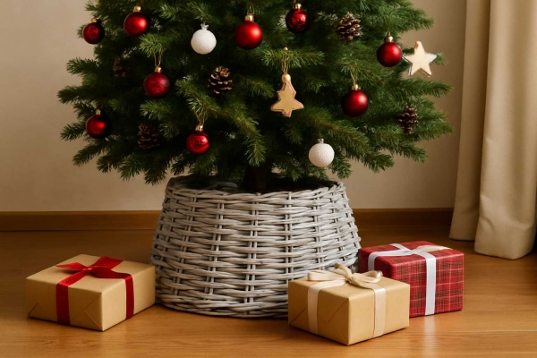 Kryt na stojan vánočního stromku bílý 60cm