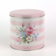 Kulatá plechová krabice Marie pale pink 14cm