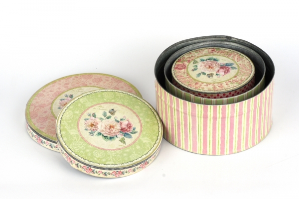 Kulaté vintage dózy 18/15/12cm