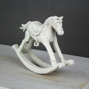 Kůň houpací bílý 15x19 cm