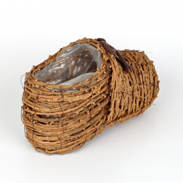 Květináč bota z proutí 29x13x15cm