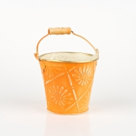 Květináč kyblíček plechový oranžový 12x11cm