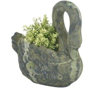 Květináč labuť mechový povrch 35,6cm