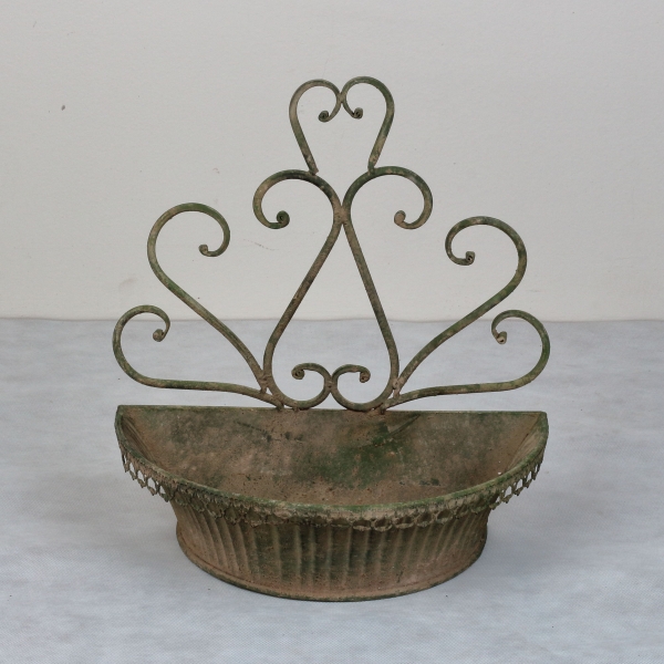 Květináč na stěnu se zelenou patinou 35x29x20cm kov