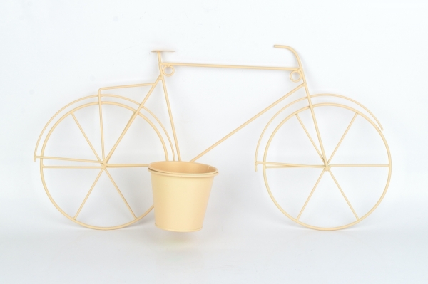 Květináč na zeď kovové kolo béžové