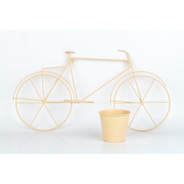 Květináč na zeď kovové kolo béžové