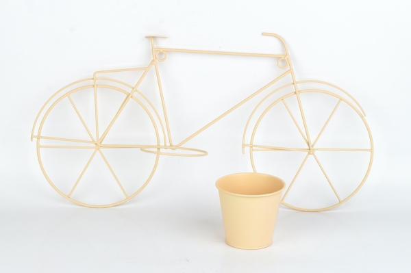 Květináč na zeď kovové kolo béžové