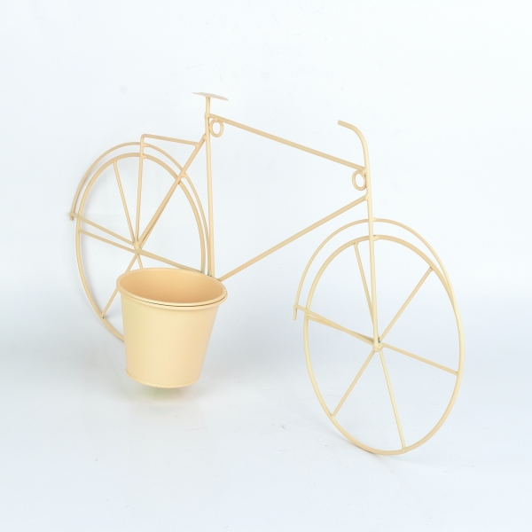 Květináč na zeď kovové kolo béžové