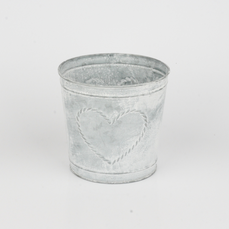 Květináč plechový se srdcem 13cm