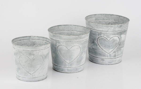 Květináč plechový se srdcem 13cm