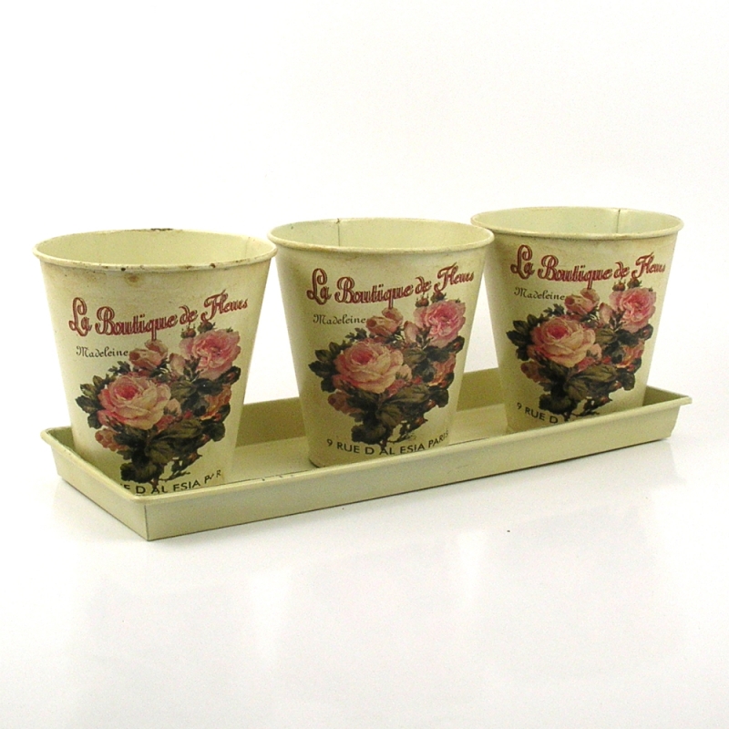 Květináč - sada 3ks obalů a misky 100x75mm