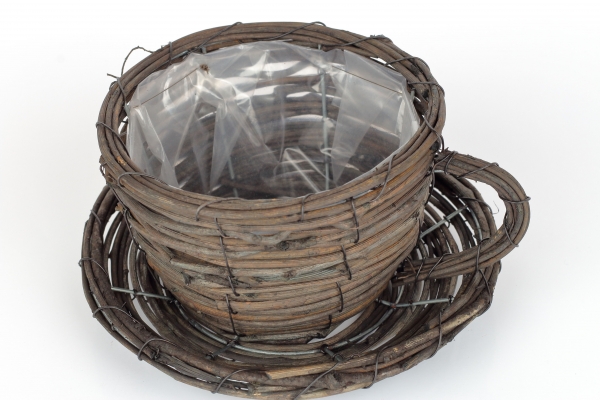 Květináč šálek proutí 14x9x18cm