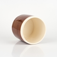 Květináč střední hnědý s motivem kytky 13x11cm