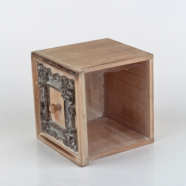 Květináč šuplík hnědý s patinou 18,5x18,5x18cm