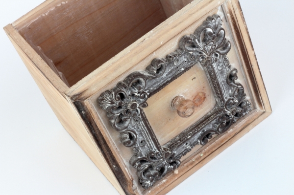 Květináč šuplík hnědý s patinou 18,5x18,5x18cm