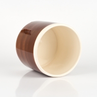 Květináč velký hnědý s motivem kytky 16x14cm