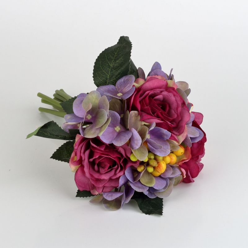 Kytice umělých hortenzií fialová 27cm