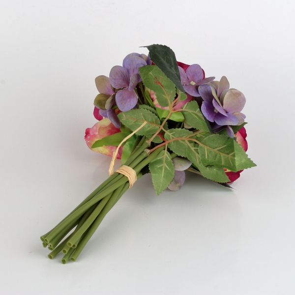 Kytice umělých hortenzií fialová 27cm