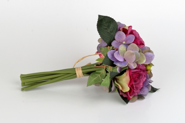 Kytice umělých hortenzií fialová 27cm