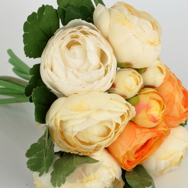 Kytice umělých pivoněk oranžová 24cm