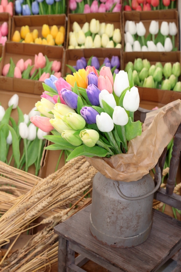 Kytice umělých tulipánů růžové/žluté 17ks