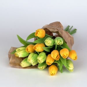 Kytice umělých tulipánů žluté/zelené 17ks