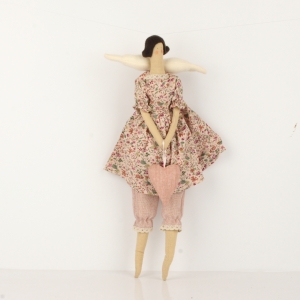 Látková andělka v růžových šatech 45cm