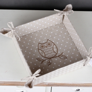 Látková ošatka na pečivo sova 20x20x7cm