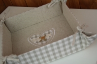 Látková ošatka šedé srdce 21x21x6cm