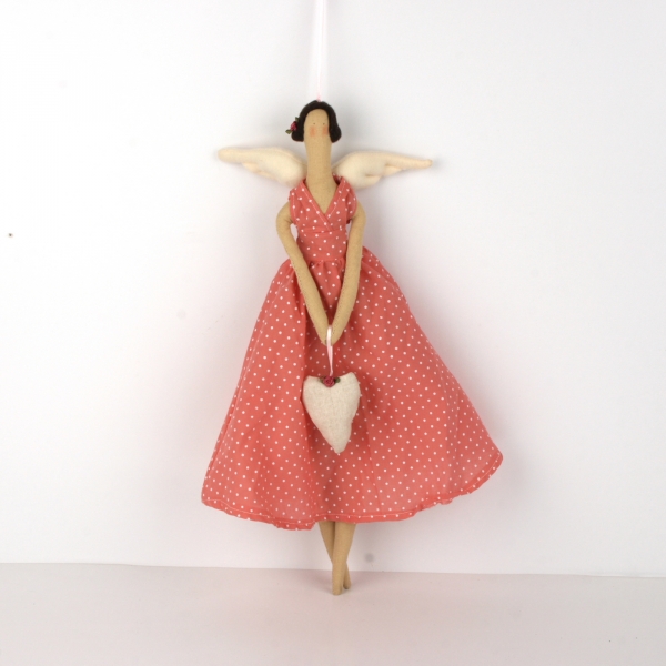 Látkový anděl - se srdcem