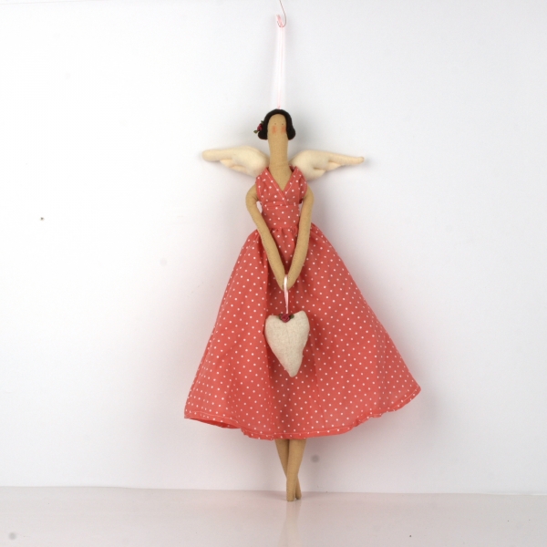 Látkový anděl - se srdcem