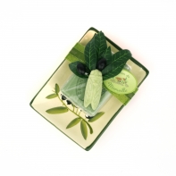 Le Chatelard keramická mýdlenka s mýdlem oliva 100g