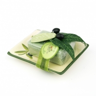 Le Chatelard keramická mýdlenka s mýdlem oliva 100g