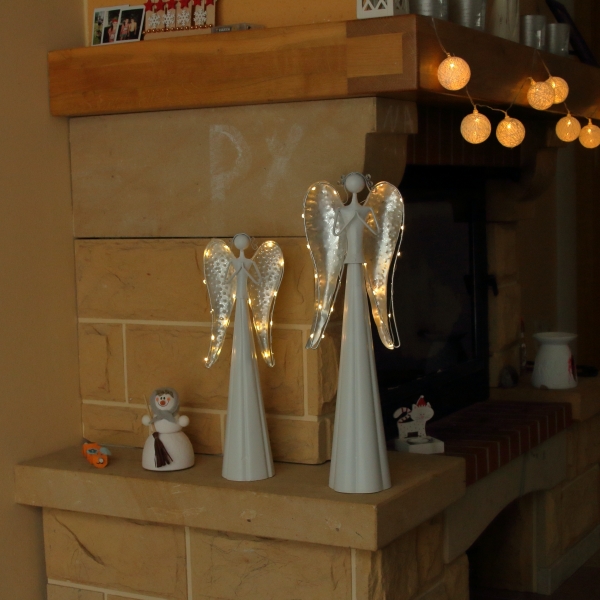 LED dekorace kovový anděl modlící se