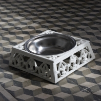 Litinová miska pro psa bílý smalt 23x23cm