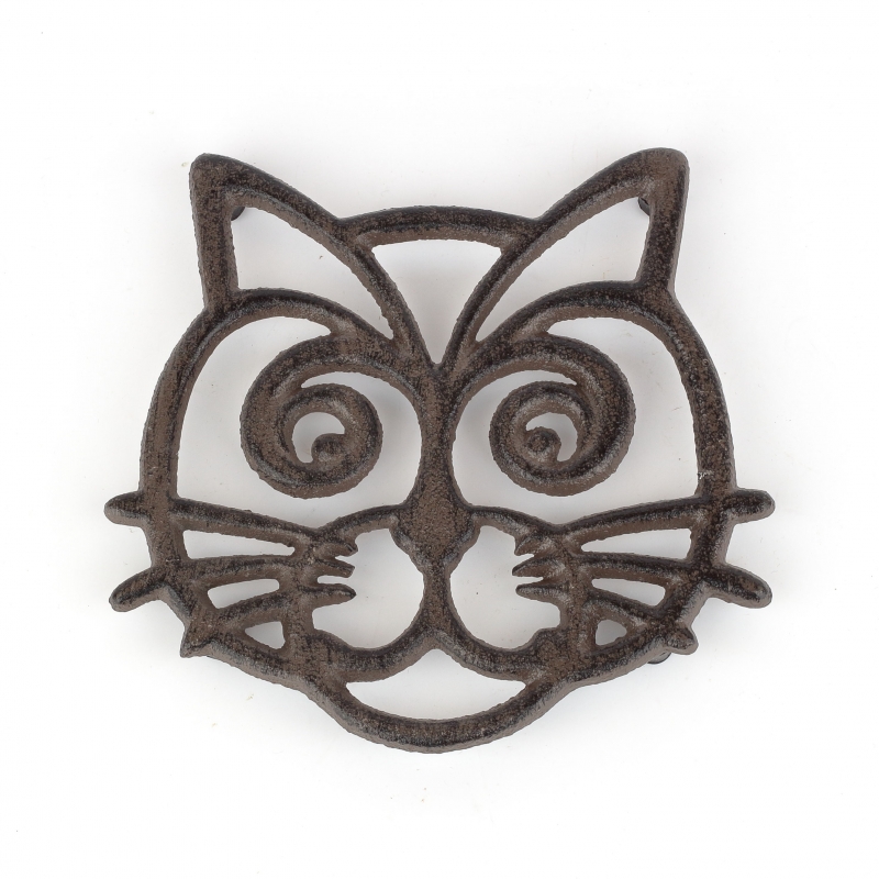 Litinová podložka pod hrnec kočka 16x15cm