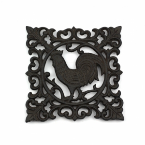 Litinová podložka pod hrnec kohout 17x17cm