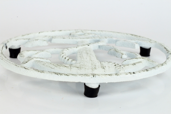 Litinová podložka pod hrnec kotva bílá 17,3cm